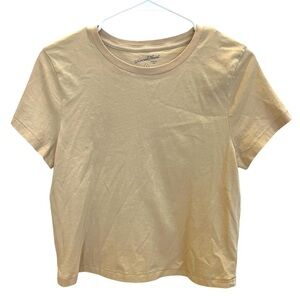 Universal Thread Womens S Shrunken Short Sleeve T-Shirt Beige Cropped